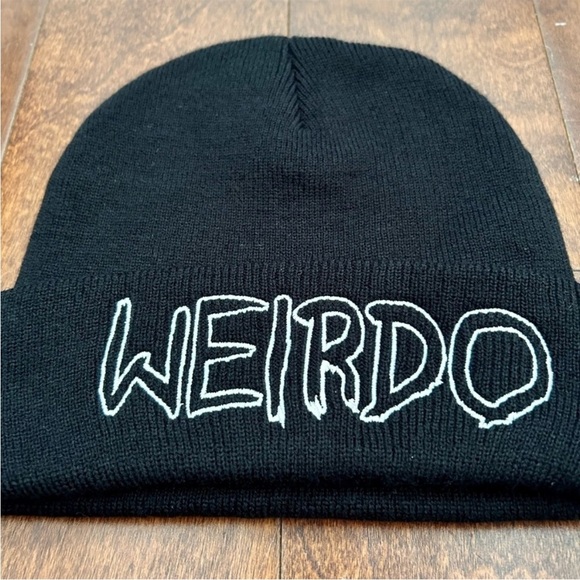 Jeffree Star Weirdo Knitted Beanie, Black and White, Embroidered Lettering, NWOT - Picture 2 of 7